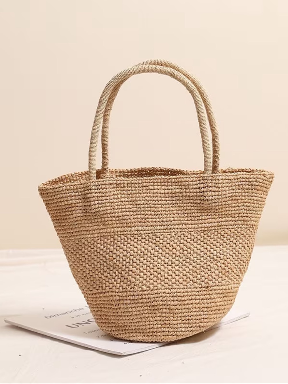Woven Straw Tote Bag in Natural